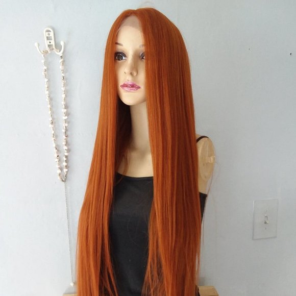 Light copper lace front ginger wig main image 7